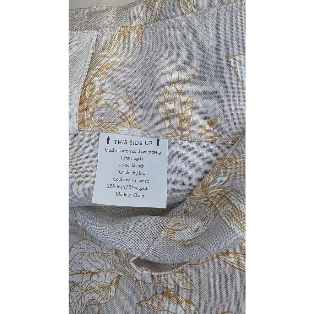 Floral Linen Blend Curtains  50 x 96” Farmhouse French Country Mustard Yellow